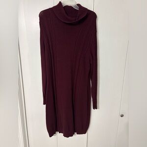 Burgundy Cowl neck Sweater Dress